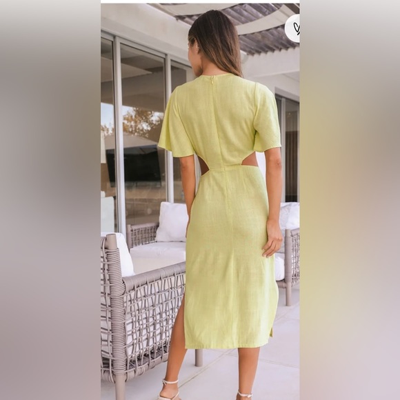 Lulus Summer Journey Light Green Tie-Front Cutout Midi Dress tags on never worn - Picture 2 of 5